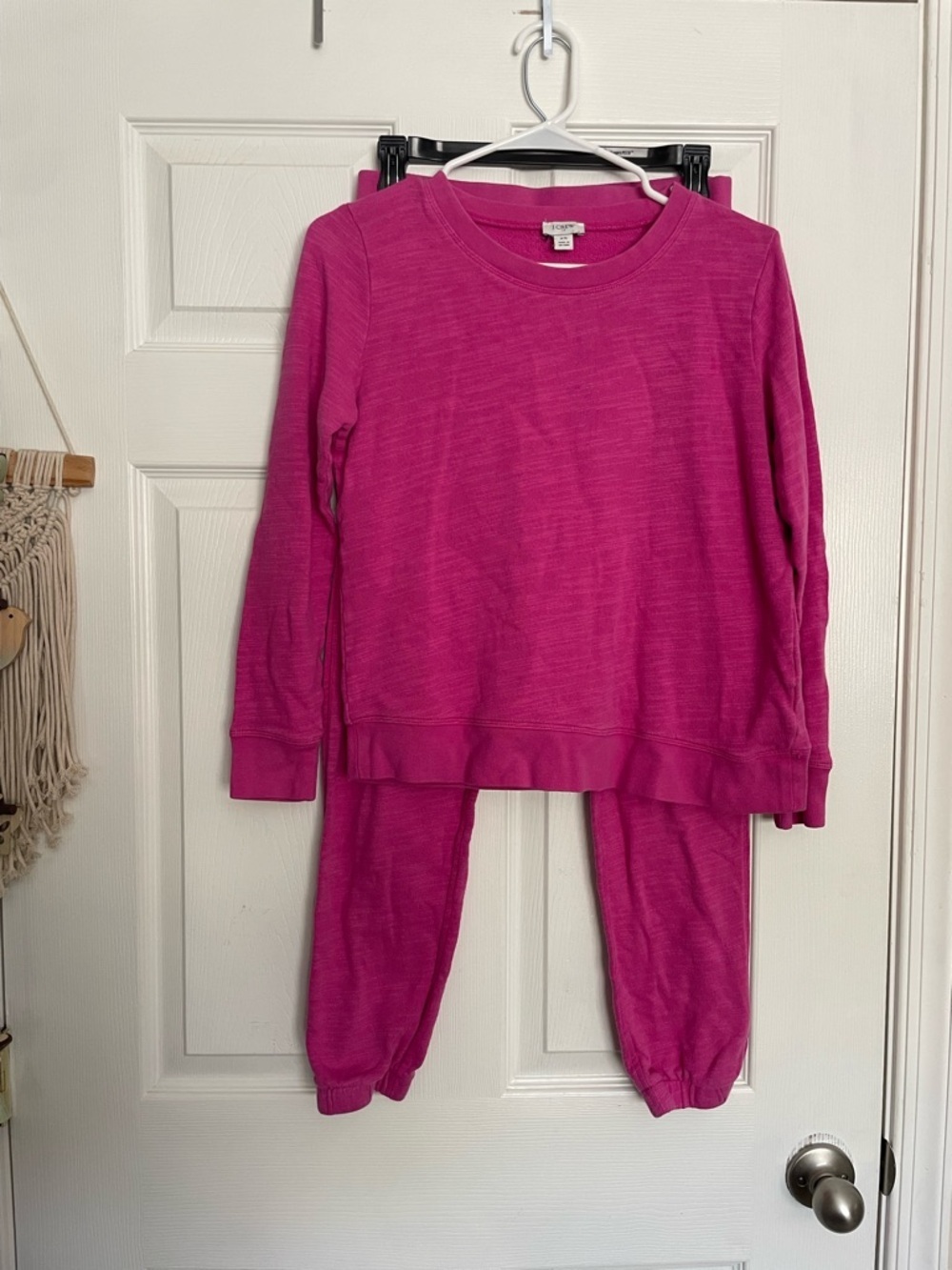 J. Crew Womens XS Hot Pink Heather Long Sleeve Loungewear Set 100% Cotton